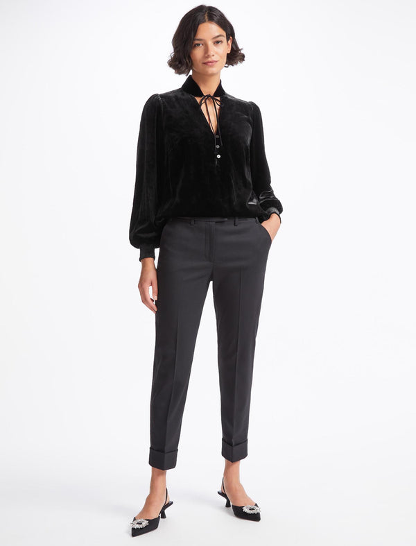 Jacquetta Velvet Blouse - Black