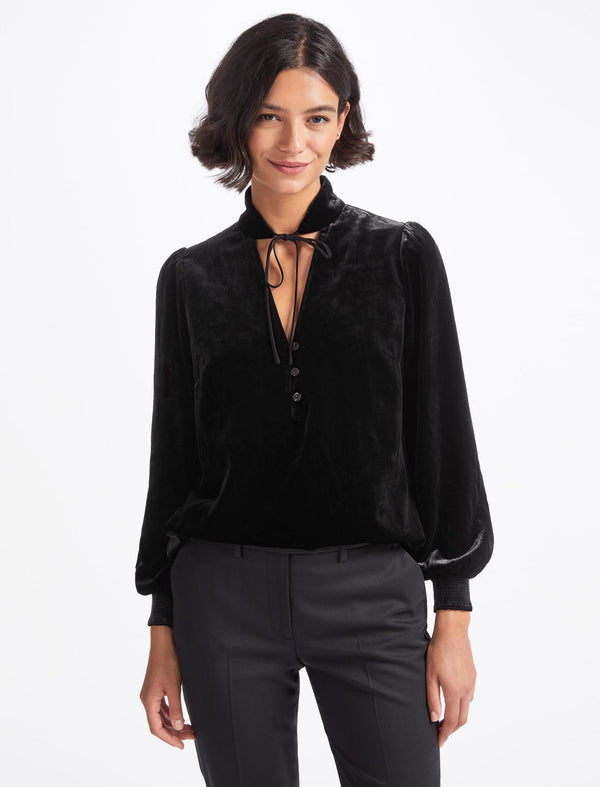 Jacquetta Velvet Blouse - Black