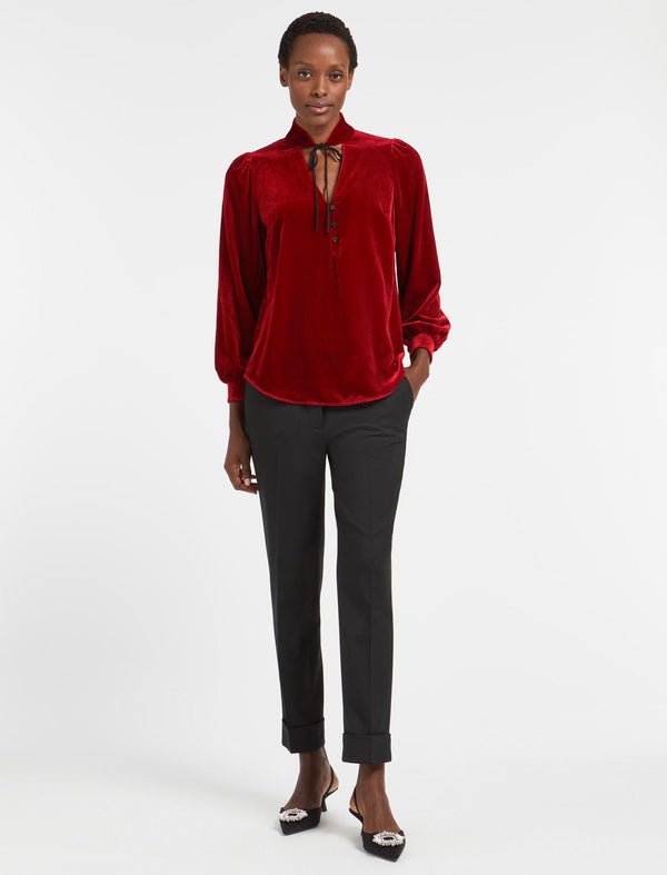 Jacquetta Velvet Blouse - Red