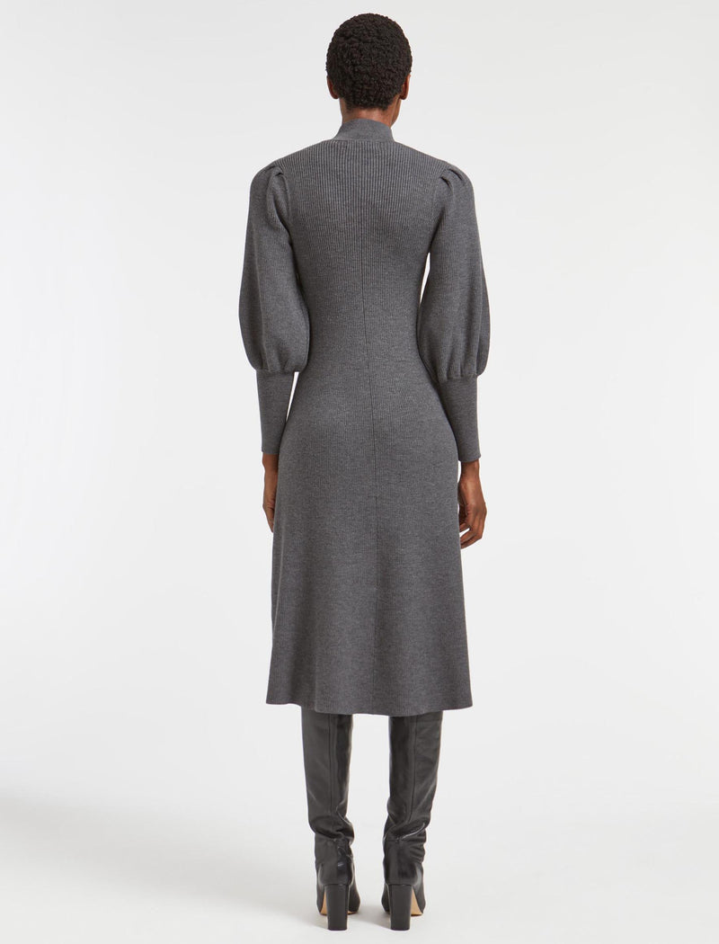 Eva Wool Knit Maxi Dress - Dark Grey