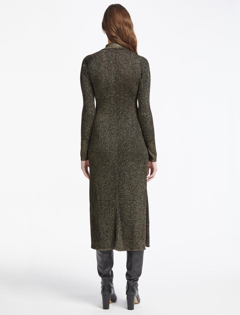 Giselle Lurex Rib Maxi Dress - Dark Gold
