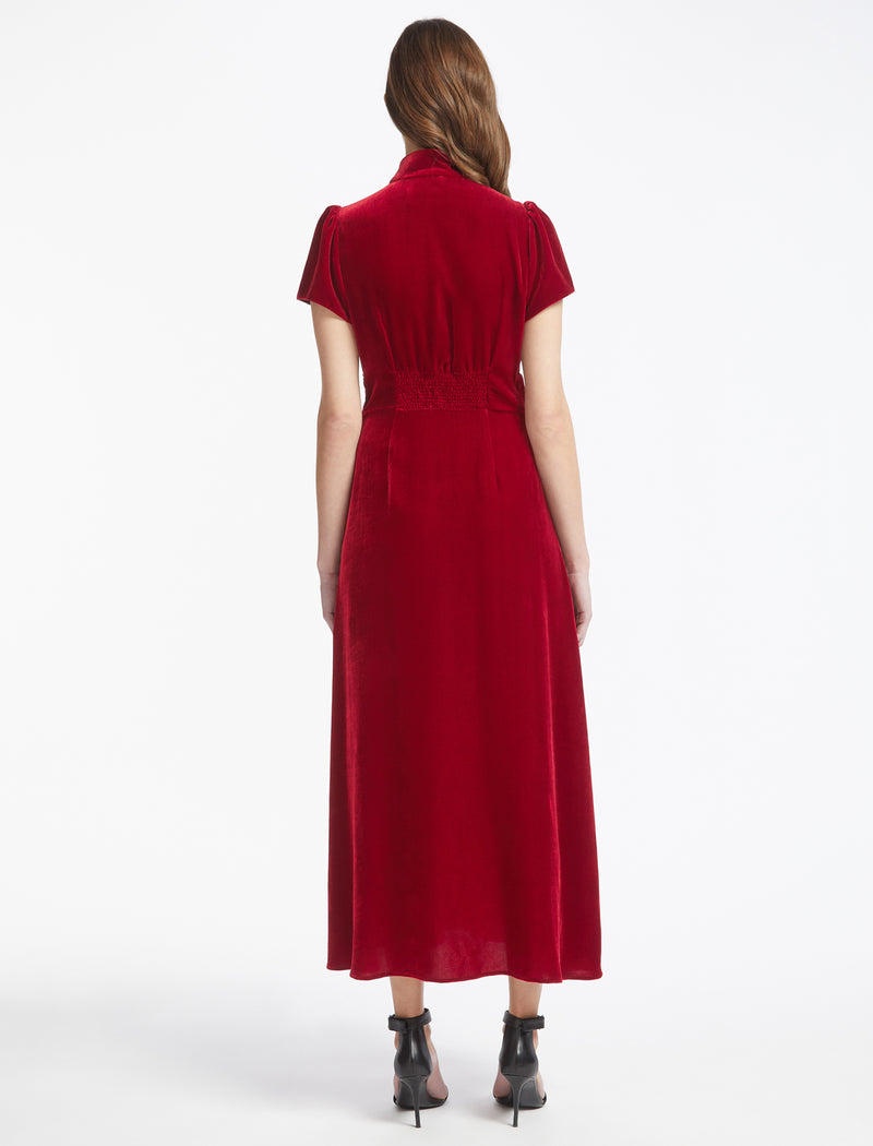 Jacquetta Velvet Maxi Dress - Red