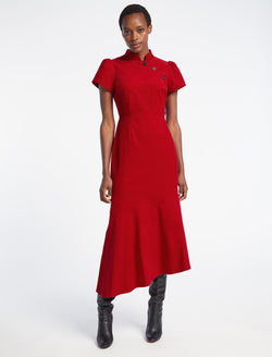 Mandarin collar midi dress clearance