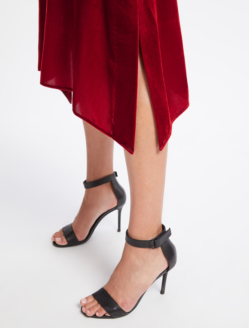Emily Velvet Midi Dress - Red