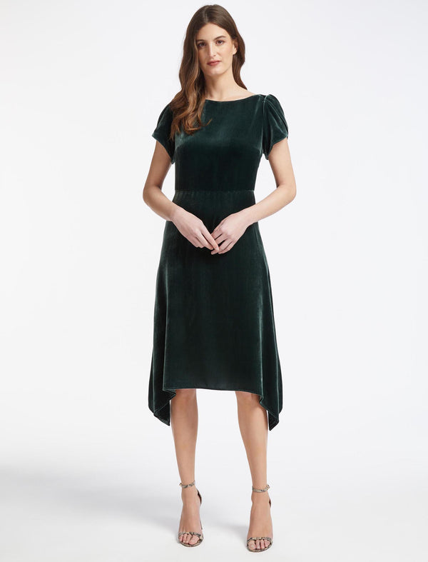 Emily Velvet Midi Dress - Green