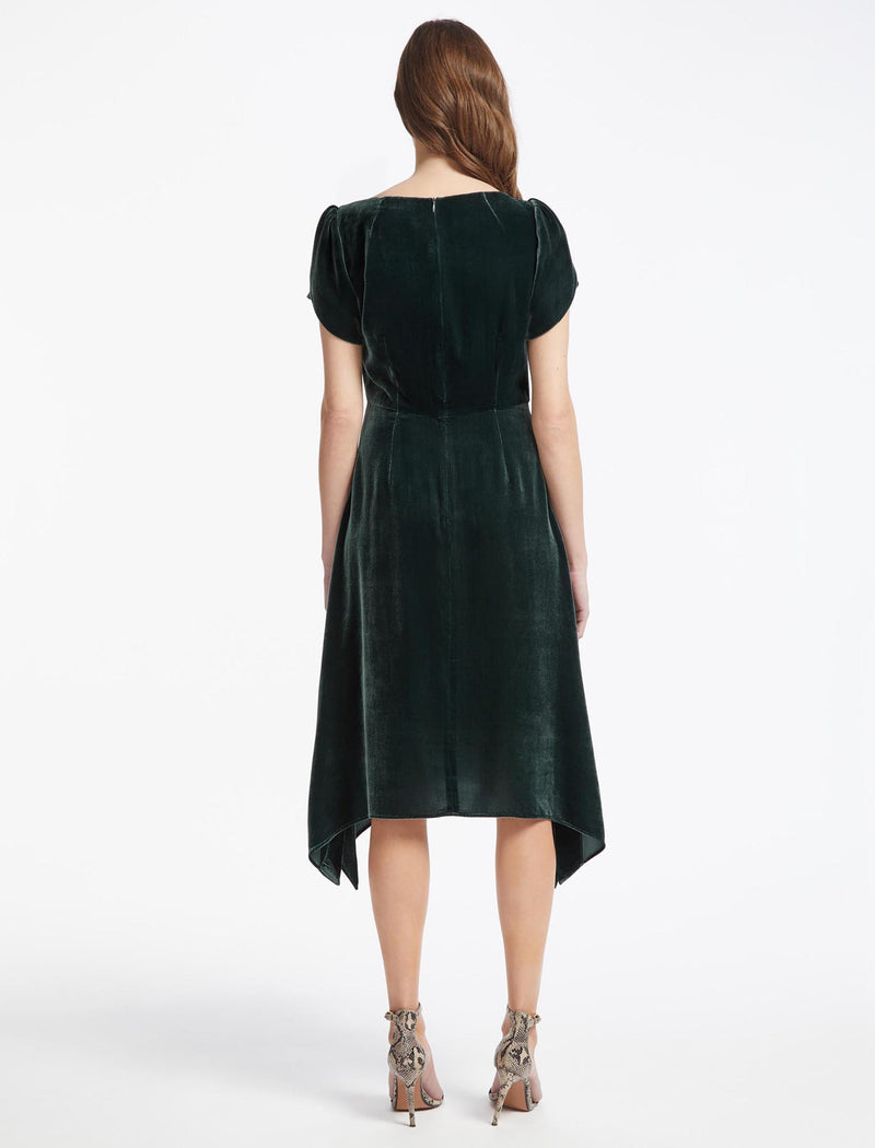 Emily Velvet Midi Dress - Green
