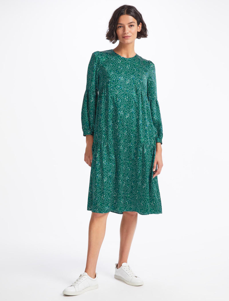 Green trapeze deals dress