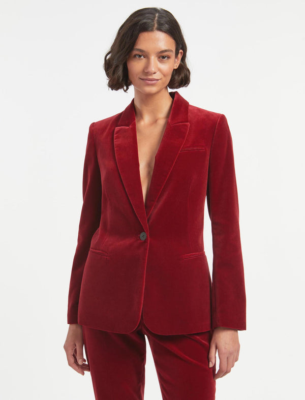 Jamie Velvet Blazer - Red