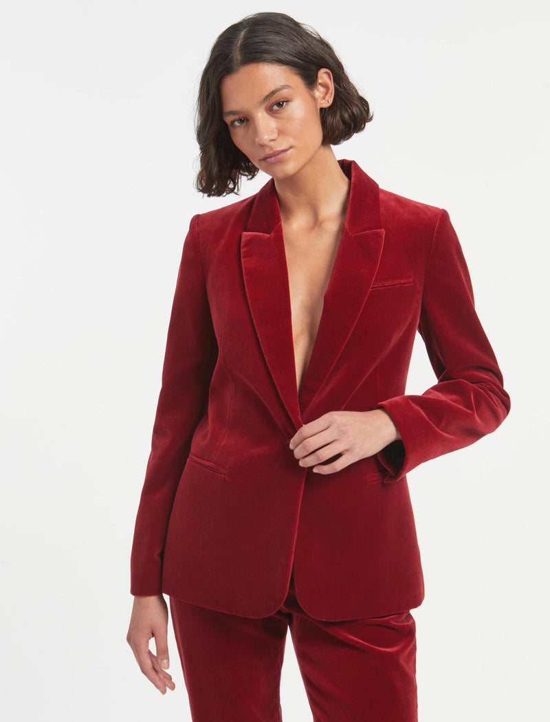 Jamie Velvet Blazer - Red