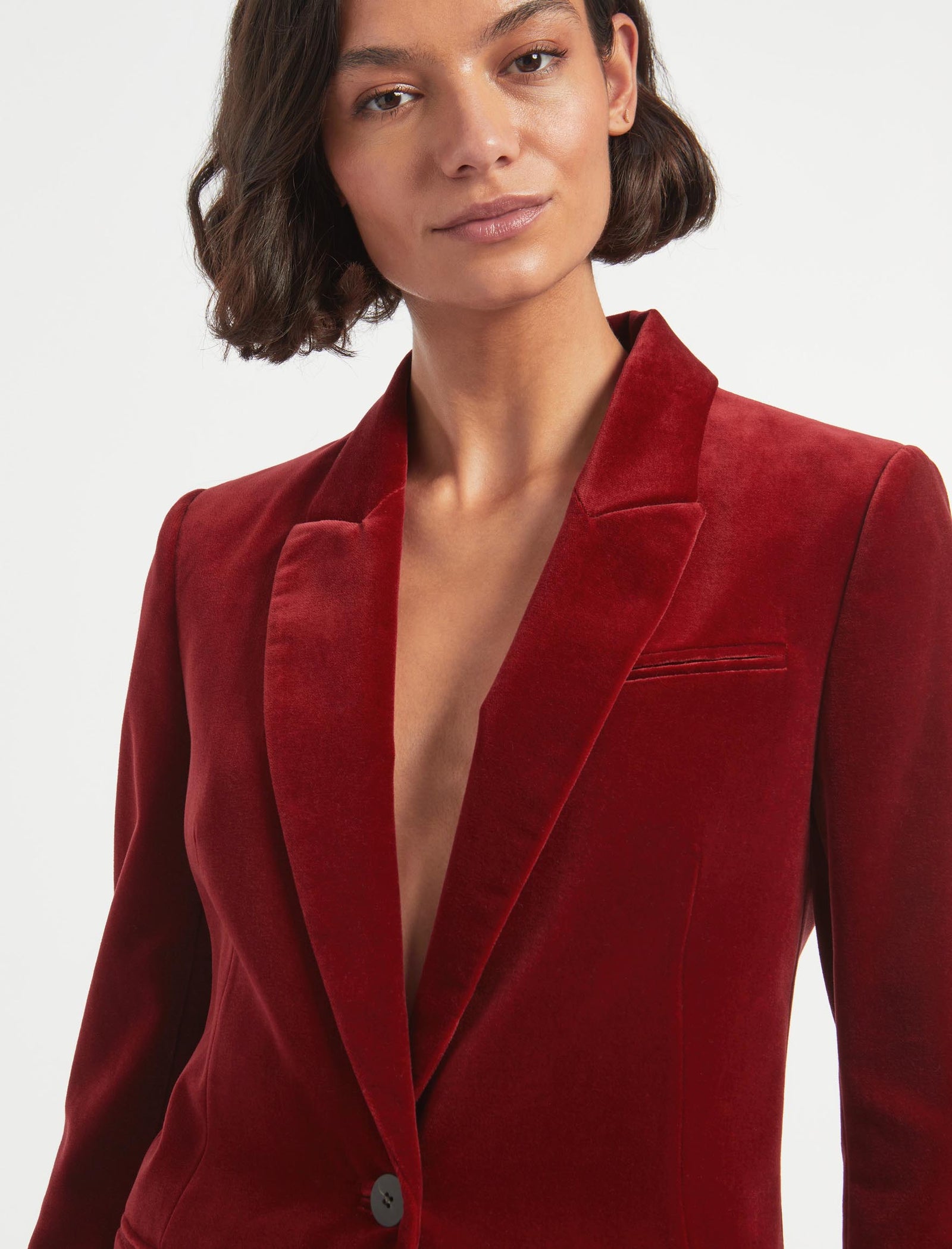 Red velour blazer on sale