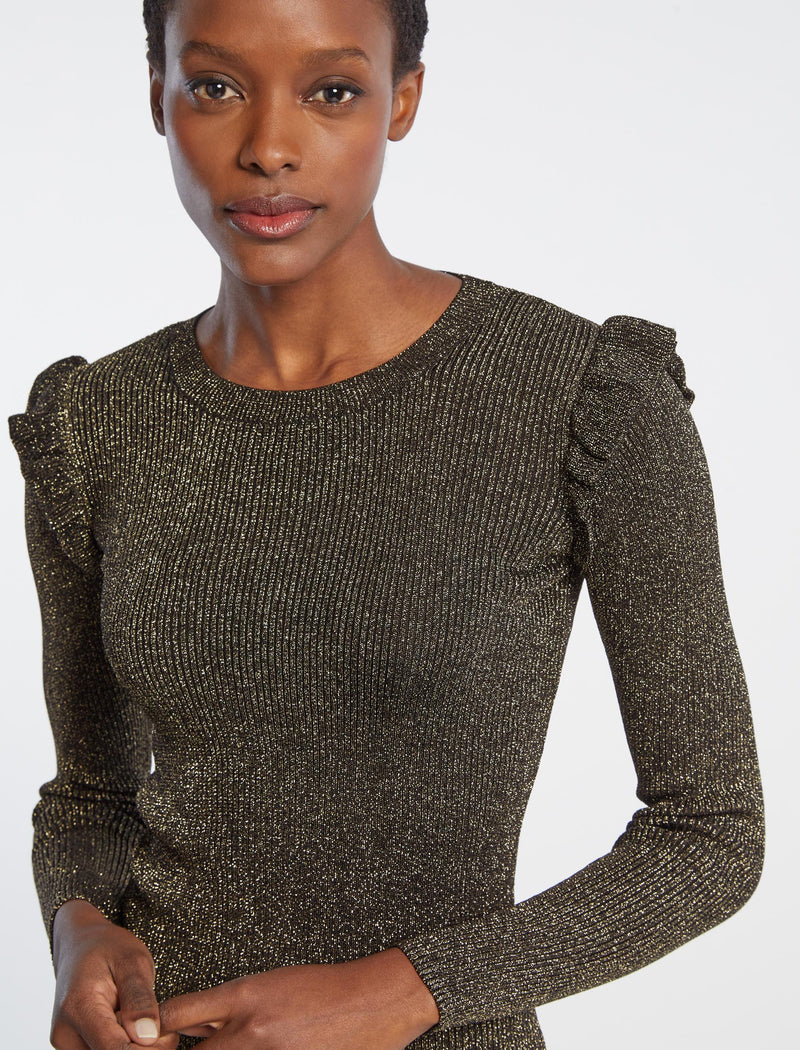 Jessie Lurex Metallic Jumper - Dark Gold