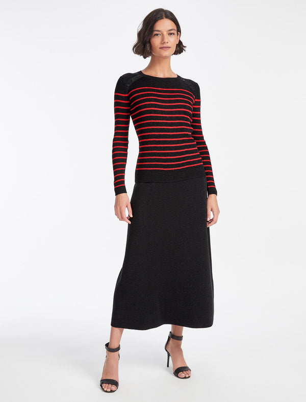 Frieda Lurex Jumper - Black Red Stripe