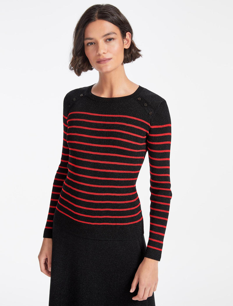 Frieda Lurex Jumper - Black Red Stripe