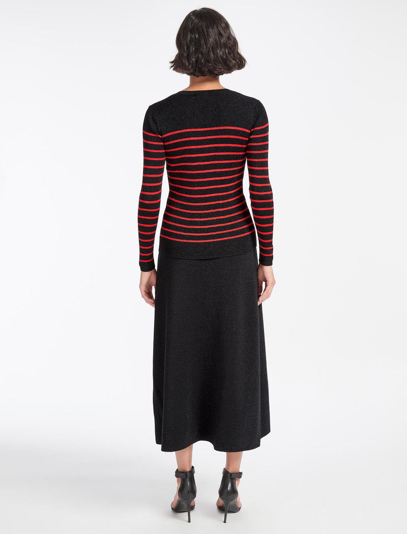 Frieda Lurex Jumper - Black Red Stripe