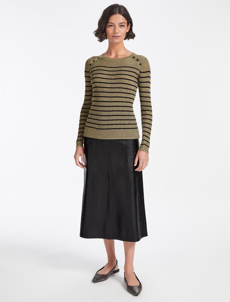 Frieda Lurex Jumper - Light Gold Black Stripe