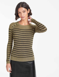 Frieda Lurex Jumper - Light Gold Black Stripe