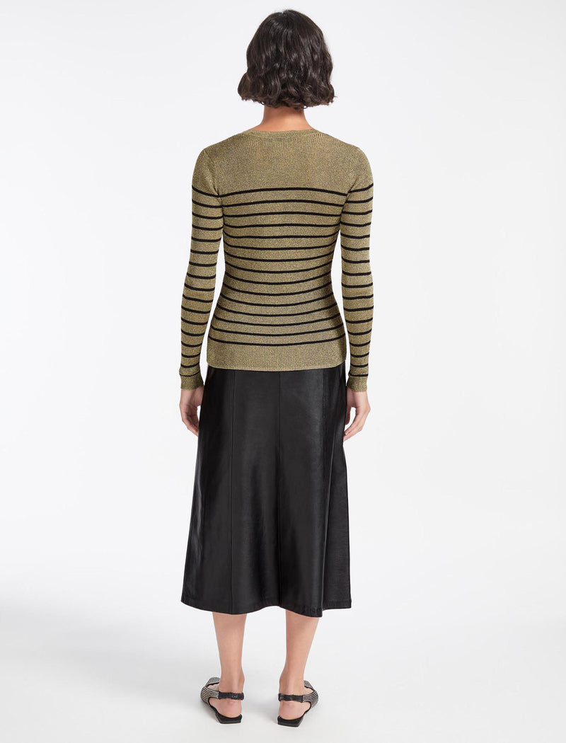 Frieda Lurex Jumper - Light Gold Black Stripe