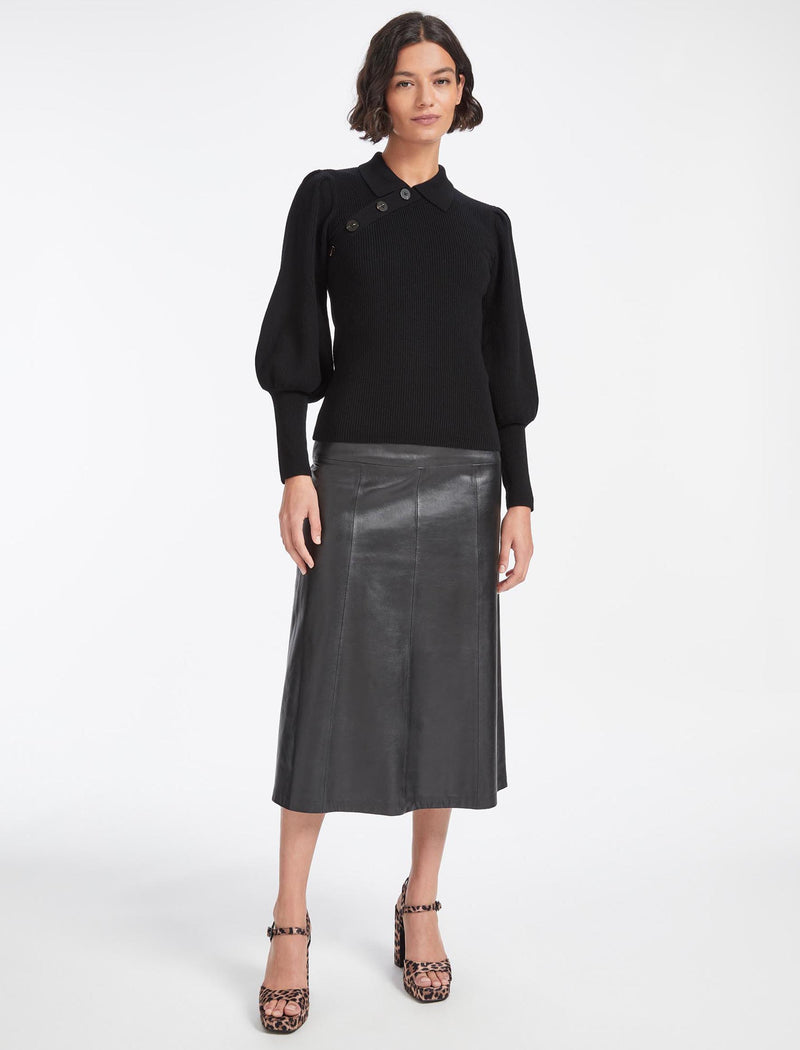 Johanna Wool Rib Knit Jumper - Black