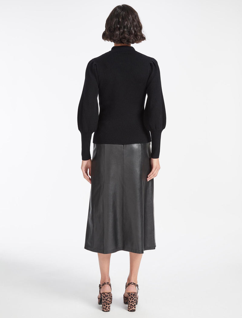 Johanna Wool Rib Knit Jumper - Black