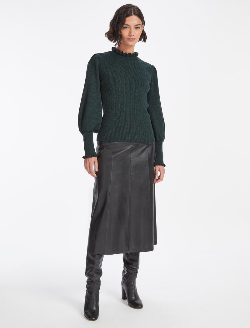 Judy Wool Rib Knit Jumper - Dark Green