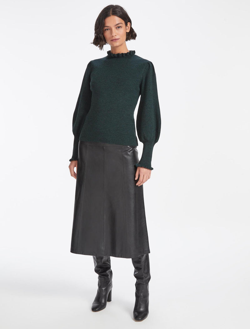 Judy Wool Rib Knit Jumper - Dark Green