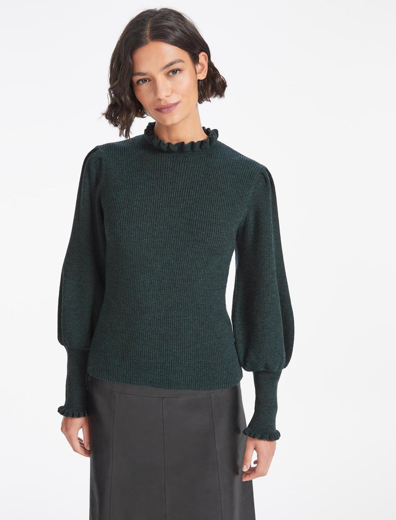 Judy Wool Rib Knit Jumper - Dark Green