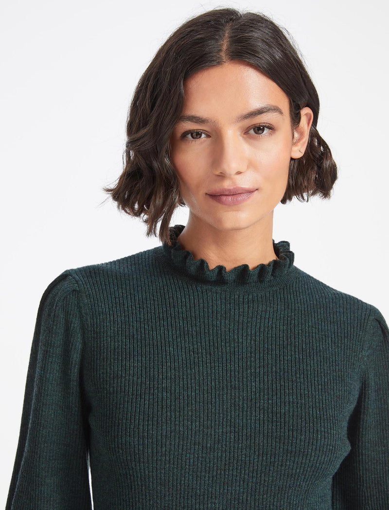 Judy Wool Rib Knit Jumper - Dark Green