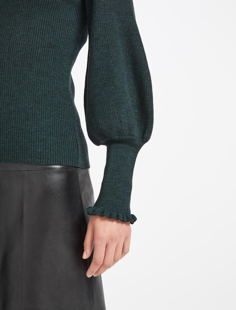 Judy Wool Rib Knit Jumper - Dark Green