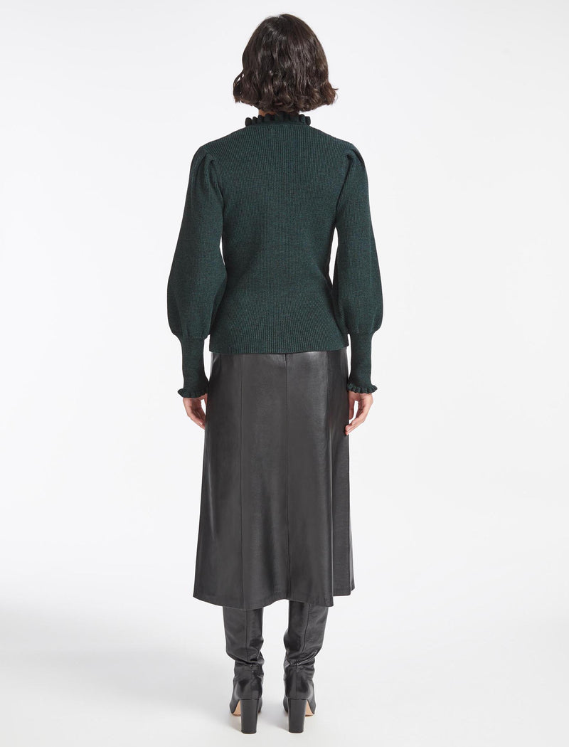 Judy Wool Rib Knit Jumper - Dark Green