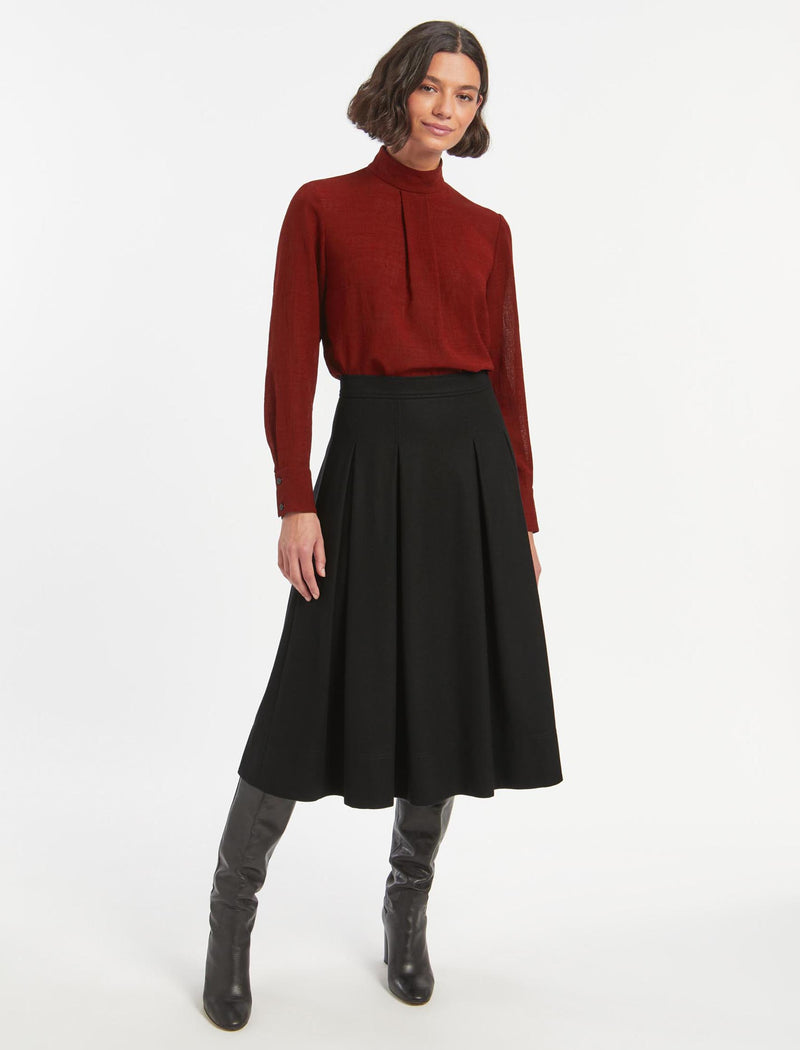 High Waist Midi Wool Skirt - MIOMARTHA