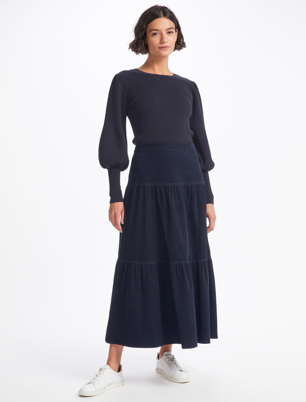 Marta Pin Corduroy Maxi Skirt - Navy