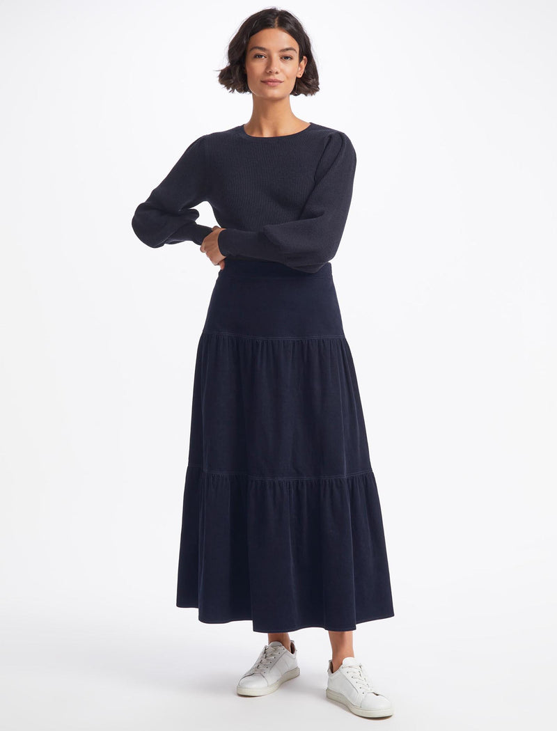 Danette tiered corduroy maxi skirt anthropologie sales