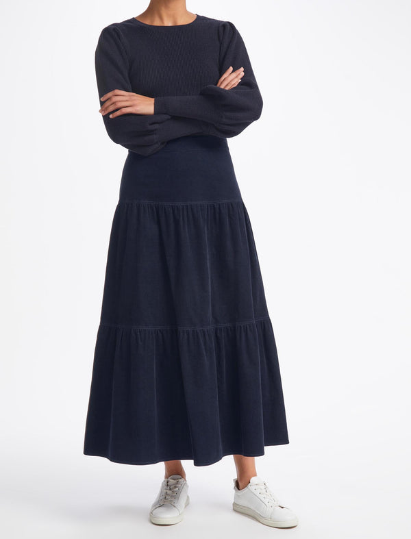 Marta Pin Corduroy Maxi Skirt - Navy