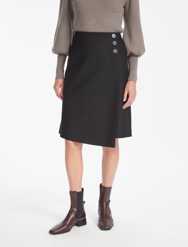 Audrey Wool A Line Skirt - Black