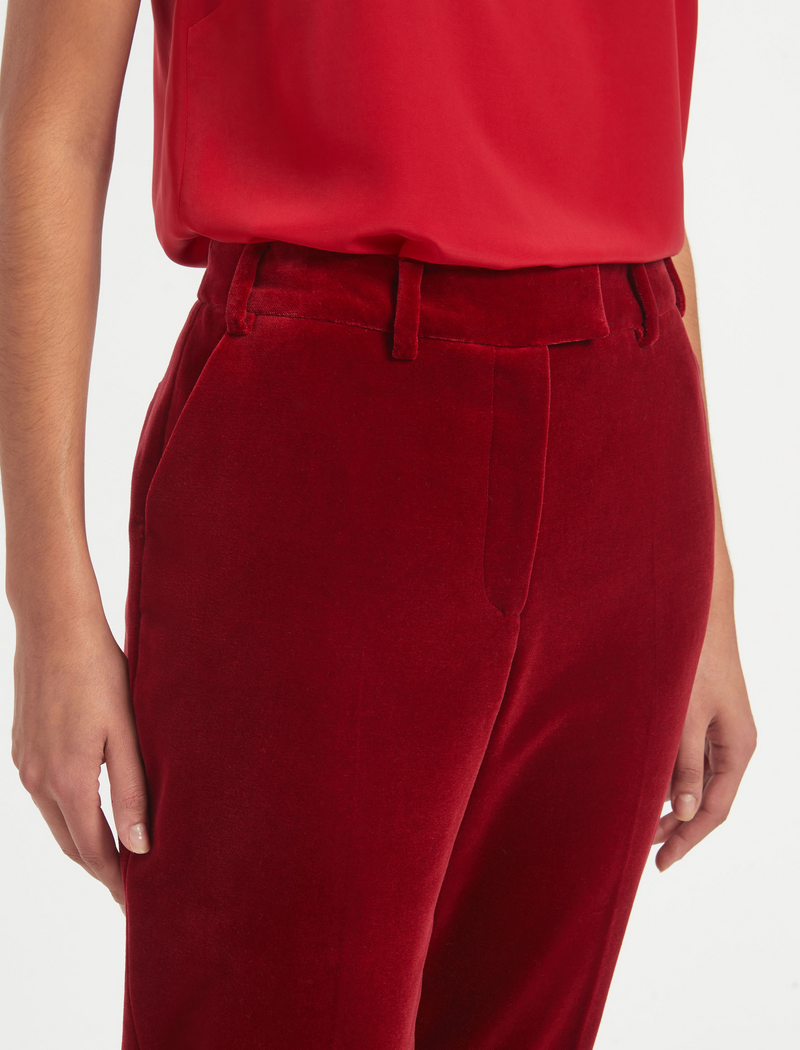 Tatum Velvet Tapered Trouser - Red