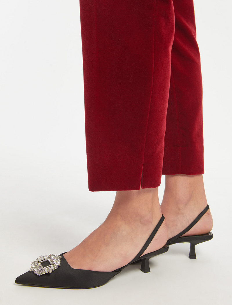 Tatum Velvet Tapered Trouser - Red