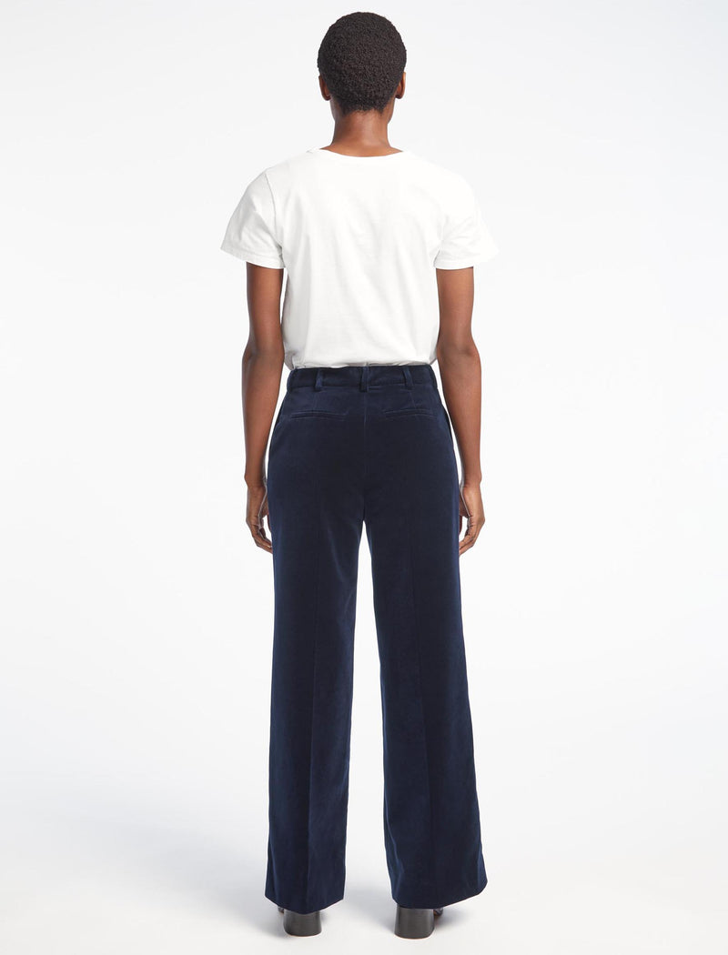 Taylor Velvet Wide Leg Trouser - Navy