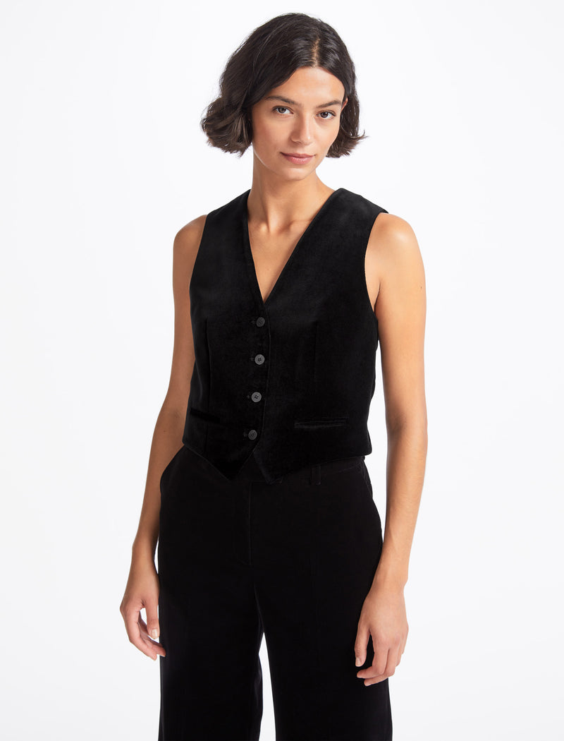 Winona Velvet Waistcoat - Black