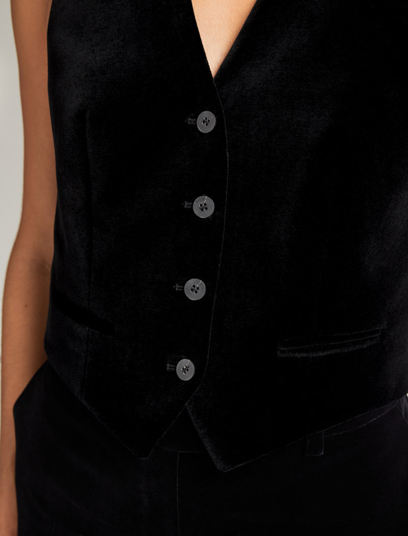 Winona Velvet Waistcoat - Black