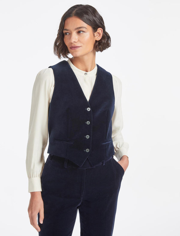Winona Velvet Waistcoat - Navy